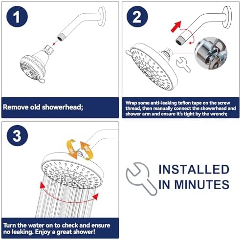 High Pressure Shower Head, HOPOPRO 5-Mode Fixed Showerhead, NBC Recommended - Image 6