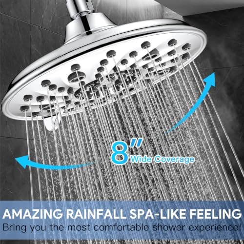 FEELSO Shower Head with Handheld Combo, 8" High Pressure Double Shower Head - Image 2