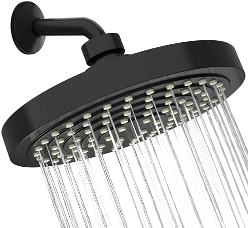 Winthorpe 6 Inch Rain Shower Head, High Pressure Fixed Showerhead, 90 Jets for Full Body Coverage, Adjustable 1.8 or 2.5 GPM Flow Inserts, Tool Free 1 Minute Install, Matte Black - Image 2