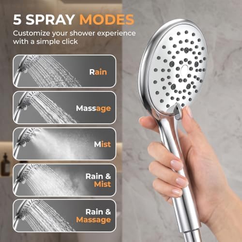 FEELSO Shower Head with Handheld, High Pressure Hand Held Shower Head - Image 2