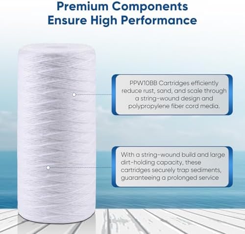PUREPLUS 50 Micron 10 x 4.5 Whole House Water Filter for Well Water 3 Pack - Image 3
