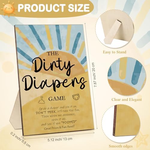 Roowest 51 Pcs Dirty Diaper Baby Shower Games, Sun - Image 2
