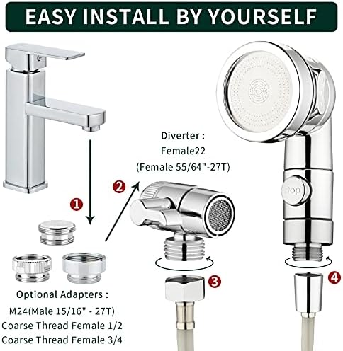 ZCONIEY Sink Faucet Sprayer Attachment Hair Pet Rinser Showerhead with Stop Water-saving Function - Image 6