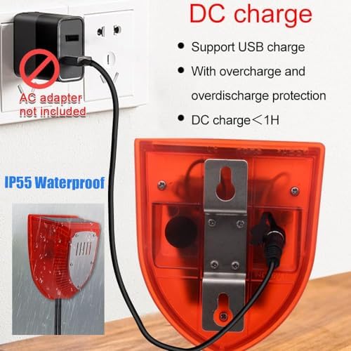 Solar Water Level Sensor, High/Low Water Level Alarm with Dual Probe, 129 dB Red Strobe Siren with Adjustable Volume, Bobber Water Detector, 16.4ft Detect Cord, IP55 Waterproof for Indoor /Outdoor - Image 3