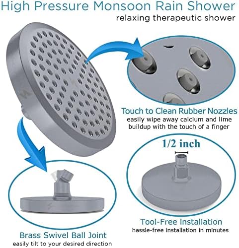 SparkPod Rain Shower Head, 6 Inch Round, Charcoal Grey Finish - Image 4