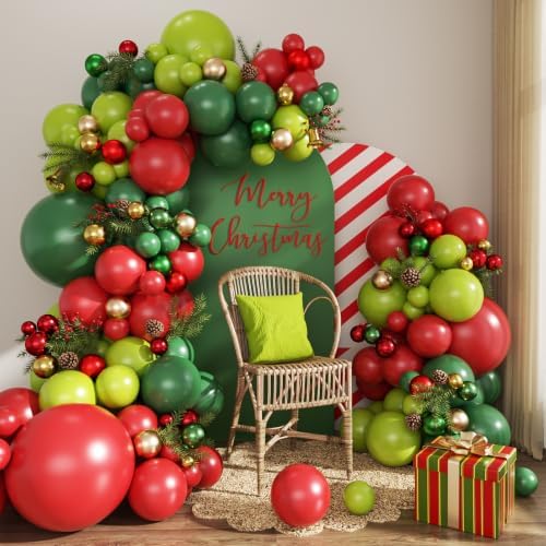 CROSSFINGERS Red and Green Balloon Arch kit for Christmas Party Decorations by CROSSFINGERS