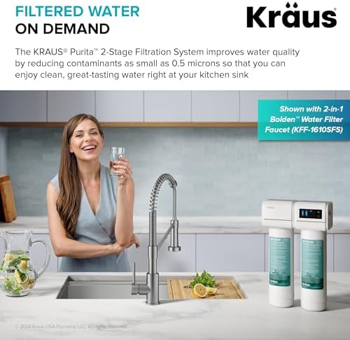 KRAUS Purita 2-Stage Under Sink Water Filtration System with Digital Display Monitor, FS-1001 - Image 3