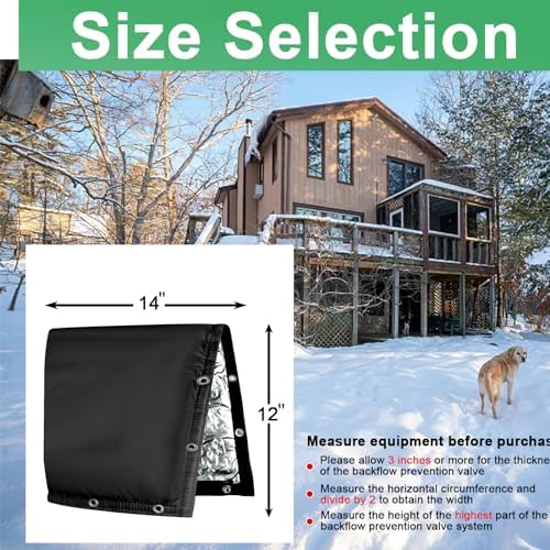 Backflow Preventer Insulated Cover (5F) 6-Layer Fabric Pipe Insulation Cover for Water Well Pump and Sprinkler Valve Winter Freeze Protection UV Coated (14" W X 12" H) - Image 4