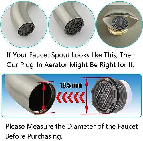 BOETOADG 8PCS Faucet Aerator M18.5, Plug-In Faucet Aerator Faucet Restrictor Replacement Parts for Kitchen Bathroom Sink Aerator with Key Removal Wrench Tool, 1.5GPM, 18.5mm/0.73inch - Image 3