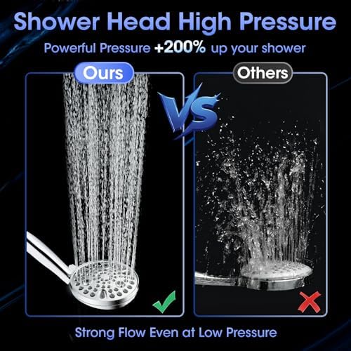 Shower Head with Handheld, High Pressure 10 Spray Modes, Chrome - Image 4