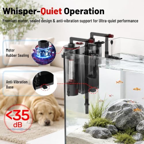 AQUASMITH HOB Aquarium Filter, Quiet Fish Tank Filter with Dedicated Waste Separation Canister, Easy Change Water, One-Touch Drainage (118 GPH for 10-30 Gallon) - Image 5