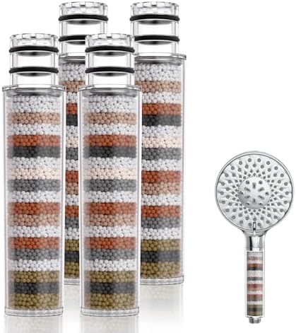 SR SUN RISE Shower Filter for Handheld Shower Head, 4 Pack Replacement Filters for Hard Water Remove Chlorine and Harmful Substances Only Fits SR SUN RISE Shower Head by SRSUNRISE