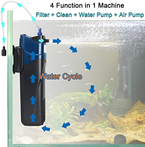 COOSPIDER Aquarium Filter with 5W U-V Light JUP-02 132GPH for 20-60 Gallon - Image 3