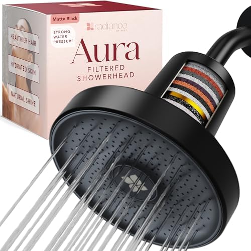 Shower Filter Head for Hard Water Improves Skin, Hair, and Nails - Large, High Output Filtered Shower Head with Filter Softens Water and Removes Chlorine and Heavy Metals, Matte Black by Unknown