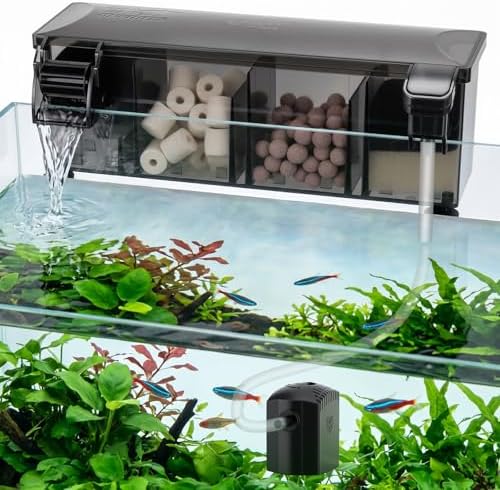 hygger Independent-Pump HOB Aquarium Filter,7-15 Gallon Fish Tank Backpack Filter with 4-Stage Filtration,Plug Then Start Filter with Filter Media,Easy Water Change 160GPH by hygger
