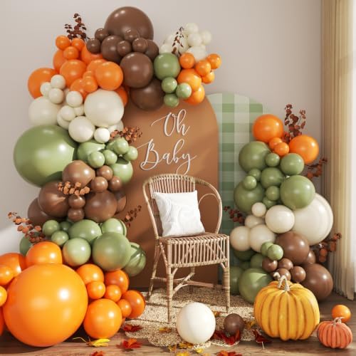 Green Fall Balloon Arch Kit for Autumn Thanksgiving Party Decorations by CROSSFINGERS