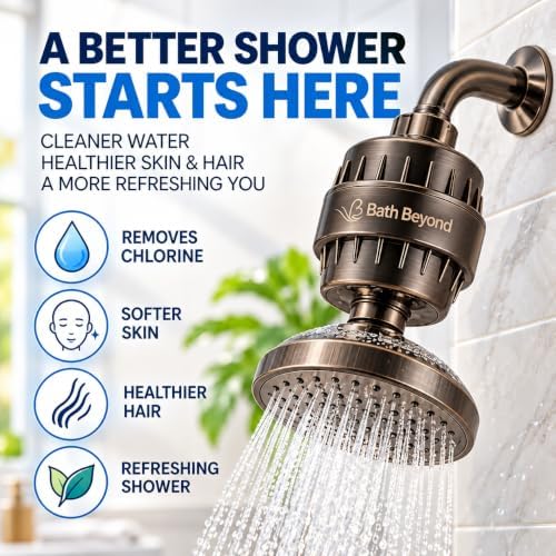 Shower Filter Vitamin C 15 Stage High Output Water Filter With cartridge for Hard Water - Shower Head Filter Removes Chlorine Fluoride and Improves The Condition of Your Skin, Hair - Image 2