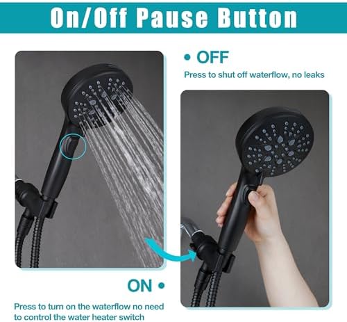 GwernKB Handheld Shower Head with ON OFF Switch & 79in Stainless Steel Hose - Image 2