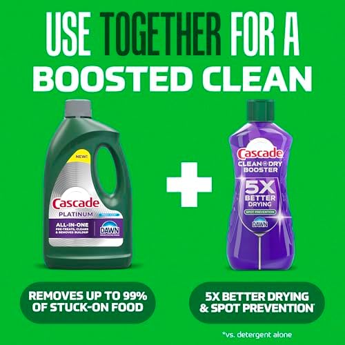 Cascade Rinse Aid Clean & Dry Booster Dishwasher Liquid, Gel & Detergent Pods for Sparkling Clean Dishes, Dishwasher Soap Tablets & Rinse Aid Dry Booster, 30.5oz - Image 7