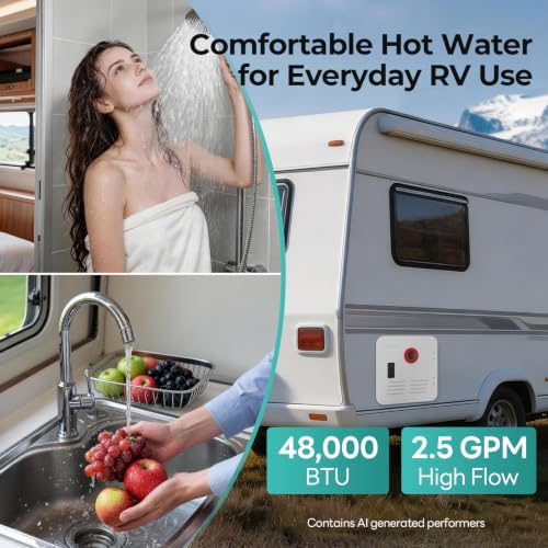 FOGATTI InstaShower 7 RV Tankless Water Heater, Propane On Demand Hot Water - Image 2