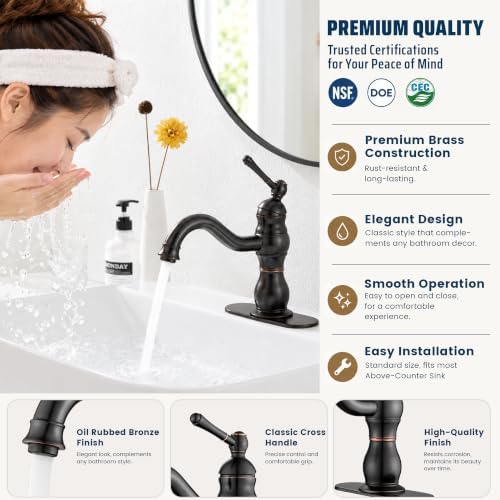 Oil Rubbed Bronze Bathroom Faucet Single Handle One Hole - Image 3
