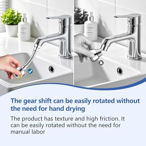 Faucet Sink Aerator/Extender/Sprayer/nozzle,Faucet Attachment Replacement for Bathroom&Kitchen, Anti-slip Swivel Aerator with 55/64" Threaded Adapter (Long-length silver) - Image 6