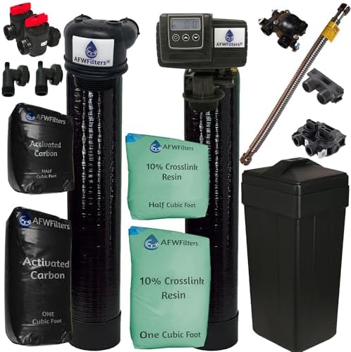FLEX LINE ADAPTER INCLUDED-AFWFilters Built Fleck 5600SXT 48,000 Grain Water Softener with Upflow Carbon Filter (10% Resin with Carbon) by Abundant+Flow+Water+Systems