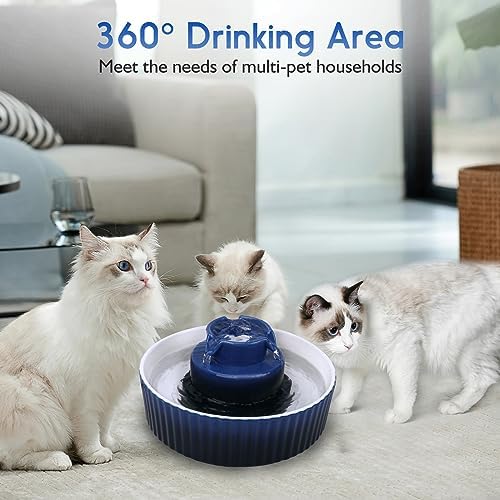 Lawfery Ceramic Cat Water Fountain, 2.1L/71oz Cupcake Pet Fountain - Image 5