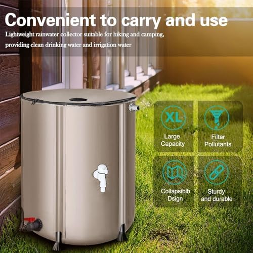 Collapsible Rain Barrel with Spigot & Filter, Foldable Rainwater Harvesting Tank, Portable Water Storage Container for Garden Irrigation, Outdoor, Multiple Sizes(50 l/13 GAL) - Image 7