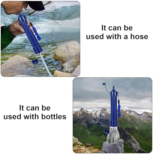 Water Straws Filter, Personal Backpacking Water Filter Straw Portable for Camping Hiking Travels (Dark Blue) - Image 3