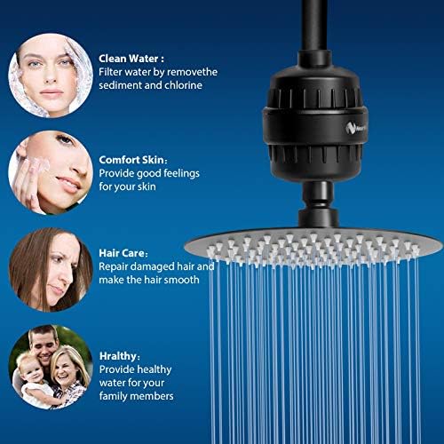 NearMoon Shower Head and 15 Stage Shower Filter Combo, High Pressure Filtered Shower for Hard Water, Improves the Condition of Your Skin, Hair (8 Inch, Black) - Image 4