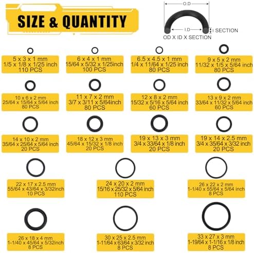 780PCS 18 Sizes Rubber O Ring Assortment Kit with 180° Pick & Hook Tool - Image 2