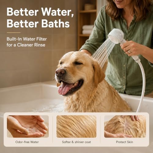 Premium Filtered Dog Shower Attachment,3-Mode Shower Head with Pause Switch - Image 2