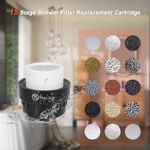 15 Stage Shower Filter Replacement Cartridge, Universal High Output Shower Filter for Hard Water Remove Chlorine and Harmful Substances, Body Caring, 2 Pack - Image 3