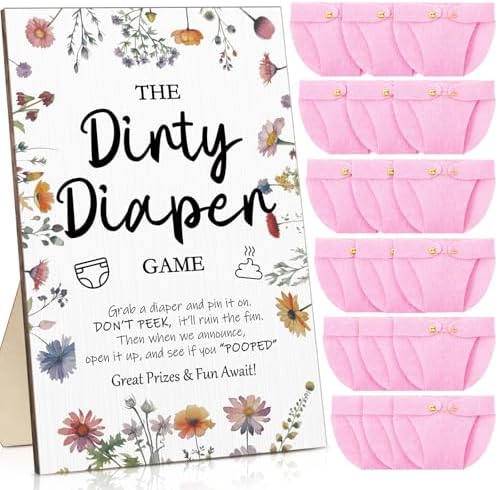 Roowest 51 Pcs Dirty Diaper Baby Shower Games, Wildflowers by Roowest
