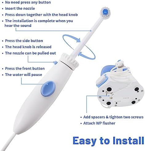 Replacement Hose and Handle Parts Compatible with Waterpik Water Flosser WP-100 WP-140 WP-150 WP-900 Series Oral Irrigator, Plastic Handle, Oral Hygiene Accessories (Pause Button) - Image 5