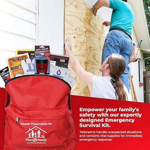 First My Family All-in-One Premium 2-Person Emergency Survival Kit | Hurricane & Earthquake Preparedness Supplies | Disaster Backpack with 72-Hour Survival Gear, First Aid, and More - Image 6