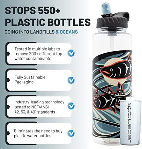 Epic Water Filters Nalgene OG Water Bottle with Filter, USA Made, BPA Free, Removes 99.99% Tap Water Contaminants, Forever Chemicals, LeClair Art, 48 oz - Image 2