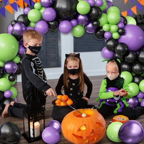 OuMuaMua Halloween Balloon Garland Arch Kit, 116PCS Green Purple Black Balloons Metallic Purple Balloons for Halloween Party Decorations Kids Birthday Baby Shower Party Favors, 5/10/12/18 Inch - Image 2