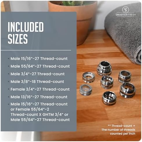 7-Piece Faucet Adapter Kit, Brass Aerator Adapter Set to Connect Garden Hose, Water Filter, Standard Hose via Diverter, in RV & Other - For Faucets With Removable Aerators - Image 2