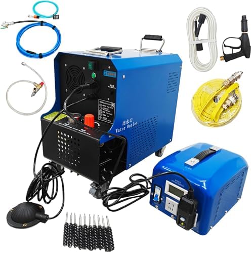 TECHTONGDA Chiller Condenser Tube Cleaning Machine with High-Pressure Water Gun & Foot Switch, Heat Exchanger Pipe Cleaner for 0.2"-0.8" Pipe Dia, 24.9ft Flexible Shaft, 65.6ft Quick Connection Hose by TECHTONGDA