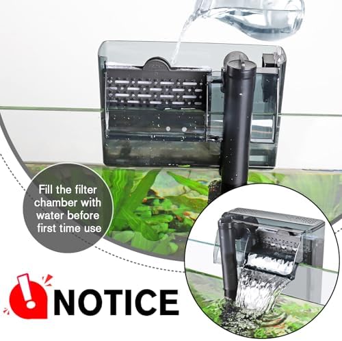 hygger Aquarium HOB Filter 210 GPH for 20-40 Gallon Fish Tank Power Filter with Adjustable Water Flow Extendable Intake Tube External Hang-On Back Filter - Image 6
