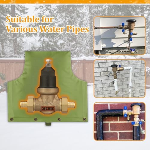 Backflow Preventer Insulated Cover (5°F) for Winter Freeze Protection, 14"W x 13"H Thickened Pressure Reducing Value & Well Pump Cover, Outdoor Waterproof Insulation Pouch for Sprinkler Valve, Green - Image 6