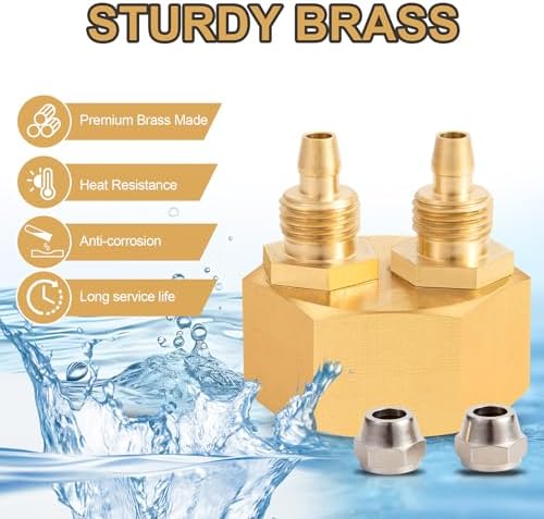 2 Pack Garden Hose Adapter, Solid Brass Standard 3/4" Female Thread to 1/4" Dual Tube Adapter for Water Hose,Convert 3/4" Garden Hose to 1/4" Tube - Image 3