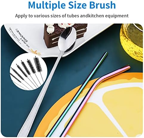 10PCS Flexible Drain Brush Straw Cleaner Brush Set,Pipe Cleaners Brush,61Inch Stainless Steel Double-Ended Hose Brush 8.2Inch Nylon Long CPAP Tube Cleaning Brush for Home Kitchen Sink Plumbing - Image 2