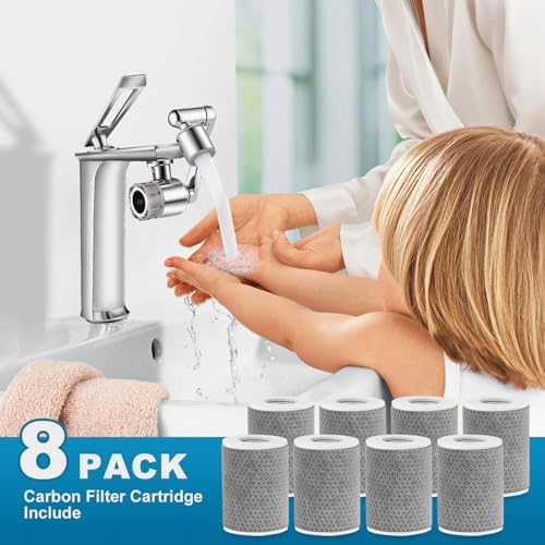 8 PCS Faucet Filter Cartridge Replacement for Kitchen & Bathroom Sink, 8 Carbon Fiber for Faucet Extender Improve Water Conditions Removes Chlorine Fluoride Heavy Metal - Image 3