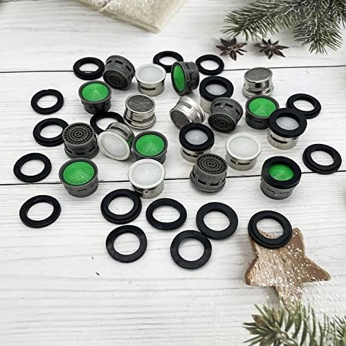Faucet Aerator with Gasket Flow Restrictor Insert Bathroom Faucet Aerator Replacement Parts 10 pcs Stainless Steel and 10 pcs Green - Image 7