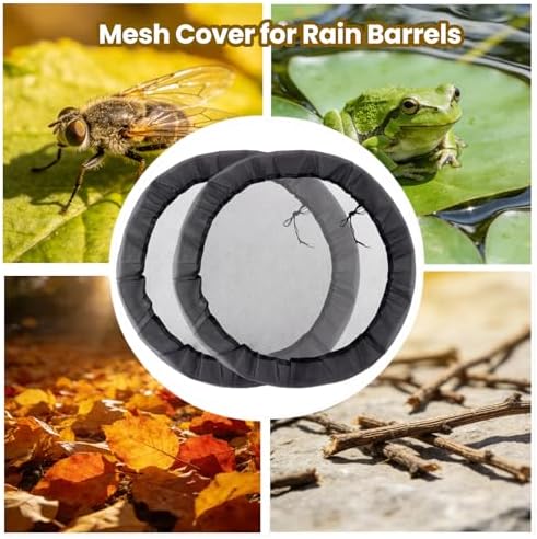 2-Pack Mesh Cover for Rain Barrels, 39 Inch Debris Cover with Drawstring, Outdoor Water Collection Bucket Protector Screen, Prevent Fallen Leaves for Garden, Yard, Eaves Downspouts - Image 4