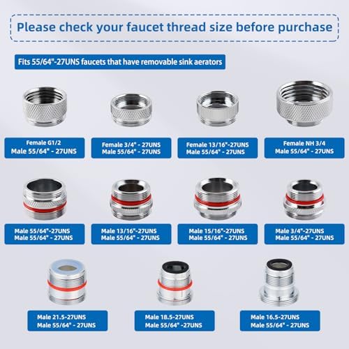 11-PCS Brass Faucet Adapter Kit, Male/Female Sink Faucet Aerator Adapters - Image 2