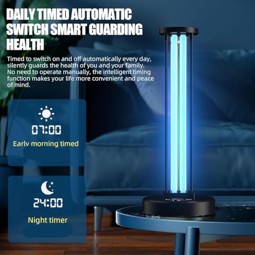 Ultraviolet Germicidal Lamp,110w UV+Ozone Light Sanitizer for Whole Room, 99.99% Sanitization Rate,Three-Step Timing Remote Control, Blue Ligh for Odor Room Home Office School - Image 2